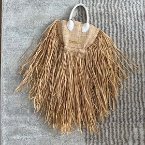 Jacquemus Beige/White Straw Let Petite Baci Tote